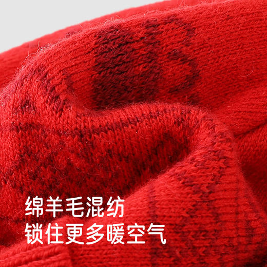 【商场同款】英氏儿童毛线帽秋冬保暖护耳新年喜庆拜年帽子新款 商品图1