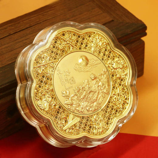 【中秋好礼】金秋银月系列足金月饼礼盒 花丝工艺  足金0.1克 礼藏佳选 商品图0