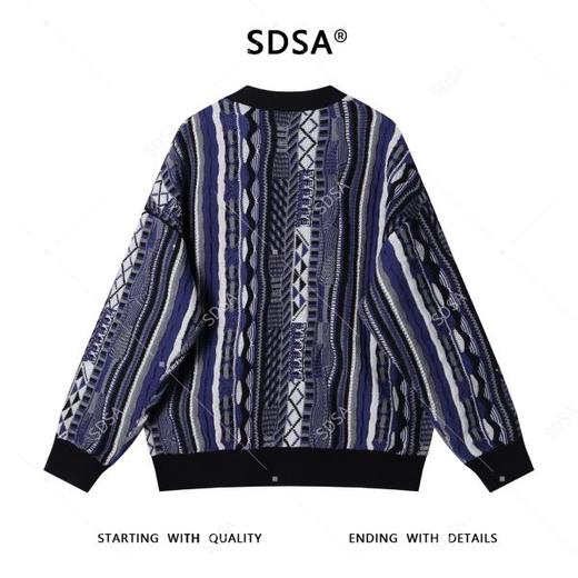 SDSA秋冬新款痞帅男装韩版撞色竖纹纽扣V领针织衫百搭开衫毛衣 商品图5