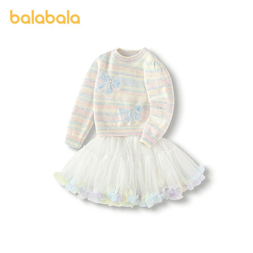巴拉巴拉女童短裙套装秋冬装两件套网纱蓬蓬裙甜美洋气蝴蝶结时尚 商品图4