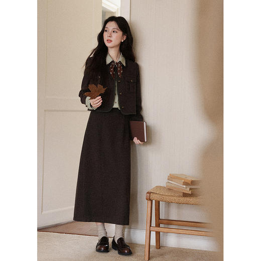 鹿向南「深邃松林」气质豆绿色条纹翻领衬衫百搭显瘦长袖上衣女秋 商品图3