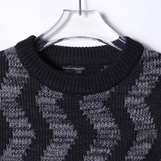 257111SDSA男士秋冬新款痞帅男装韩版撞色波浪线针织衫百搭潮流套头毛衣 商品图1