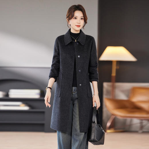 TC 236060流行双面呢大衣中长款羊毛洋气时尚毛呢外套 商品图3
