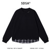 SDSA男士秋冬新款痞帅男装美式拼接设计圆领卫衣领口刺绣字母百搭 商品缩略图1