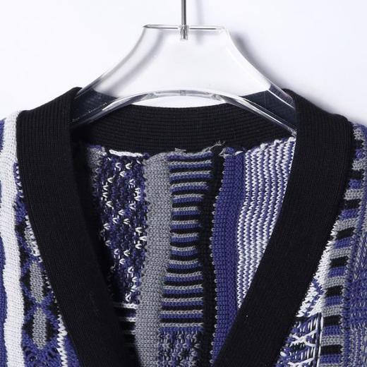 SDSA秋冬新款痞帅男装韩版撞色竖纹纽扣V领针织衫百搭开衫毛衣 商品图2