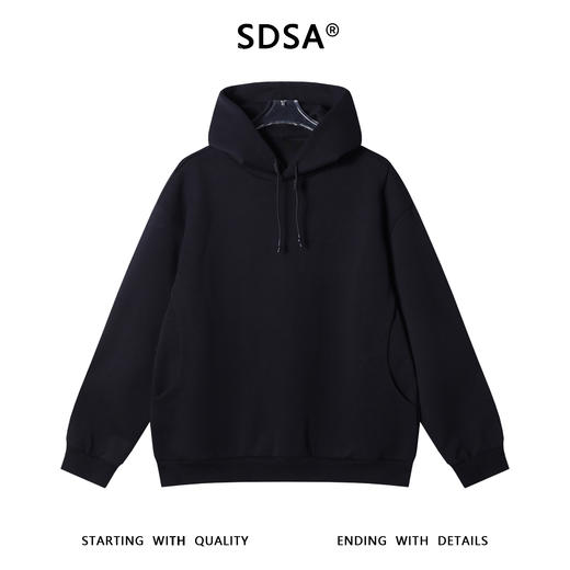 SDSA男士秋冬新款痞帅男装潮牌纯色抽绳连帽卫衣高街痞帅套头上衣 商品图1