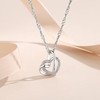 【心心相印】s925纯银双爱心镶锆石磨砂项链【DML-A3712】 商品缩略图0