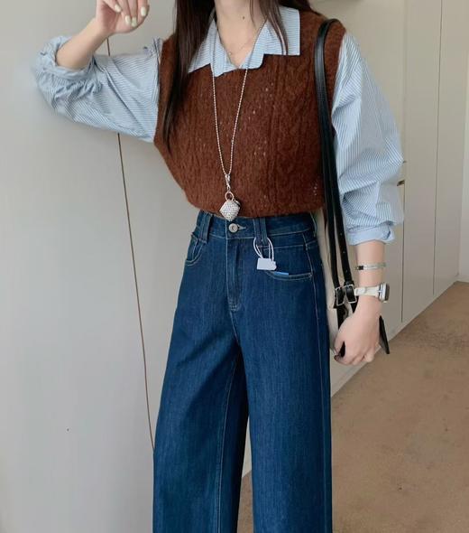 2025秋季九分阔腿裤！藏肉效果好！随性时尚感秋季牛仔裤 商品图3