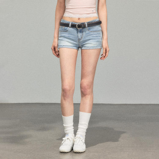 Ariseism 美式复古设计感基础浅色牛仔短裤 商品图3