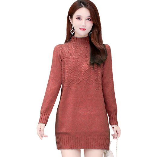 LRX-5CYR6812-Y，针织连衣裙包臀短裙时尚新款麻花毛线裙内搭厚款弹力高领女装裙 商品图4