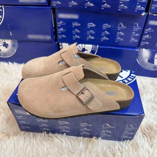 春秋男女同款！2025软木底勃肯鞋真皮包头磨砂牛皮休闲懒人厚底博肯拖鞋！ 商品图1