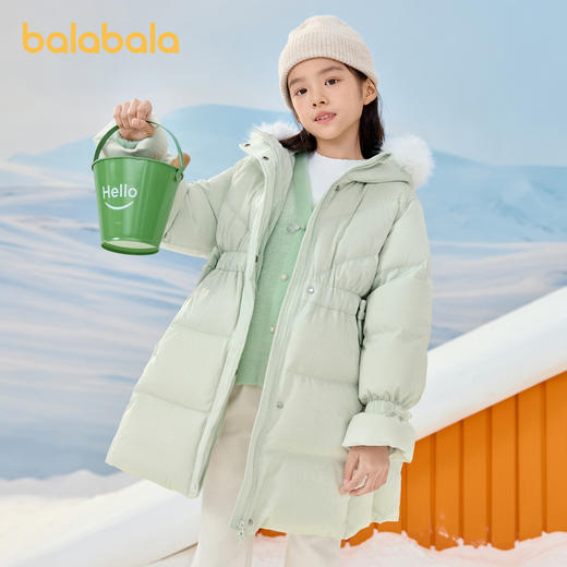 巴拉巴拉童装儿童羽绒服女童冬季中长款收腰加厚保暖外套蓄热防护 商品图1