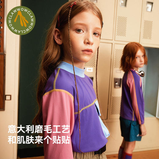 美国WOL 秋冬儿童磨毛卫衣男童美式秋冬运动透气女童长袖t恤小爪衣 商品图2