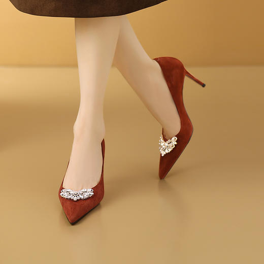 【预售7天】尖头高跟鞋女春秋季新款气质百搭水钻细跟百搭时尚浅口单鞋CX&B0814 商品图1