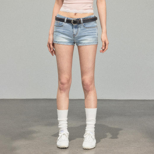 Ariseism 美式复古设计感基础浅色牛仔短裤 商品图1