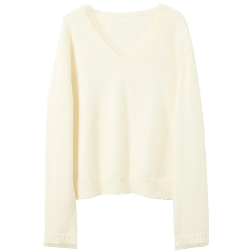 三彩2025冬季新款网纱拼接针织衫V领毛衫套头宽松M 商品图4