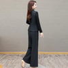QYM 12125X02-Y时尚气质套装假两件收腰小衫+直筒阔腿裤套装 商品缩略图2