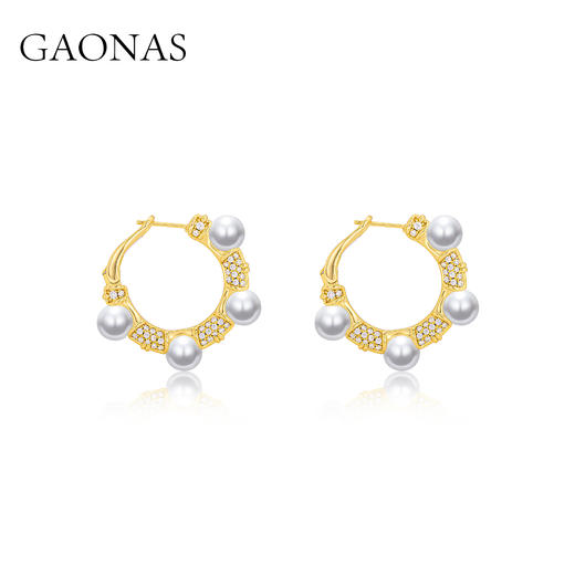 GAONAS  中式重工金色珠耳圈11501EGO 商品图0