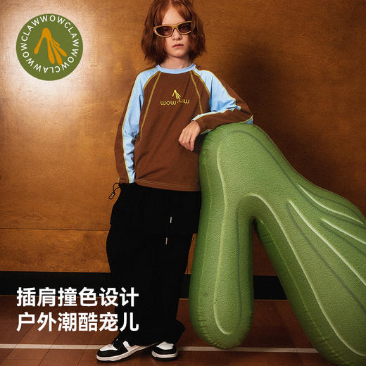 美国WOL 秋冬儿童磨毛卫衣男童美式秋冬运动透气女童长袖t恤小爪衣 商品图7