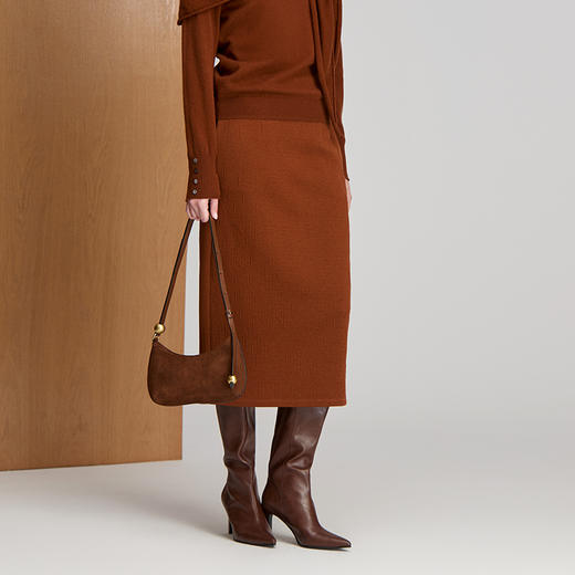 EITIE爱特爱弹力丈根腰头设计时尚年轻好穿搭直筒版型冬季保暖半裙8406110 商品图3