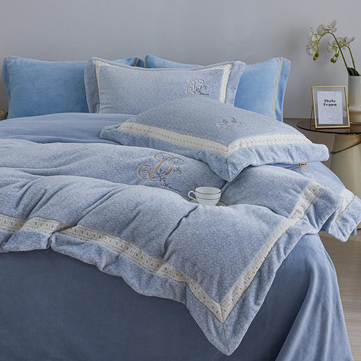 【230g高克重】云煦绒四件套 琥珀蓝风/大富大桂/美丽有约/花团锦绣hl【云煦绒面料】【刺绣工艺】一触即暖 锁温保暖 防静电导电丝 商品图6