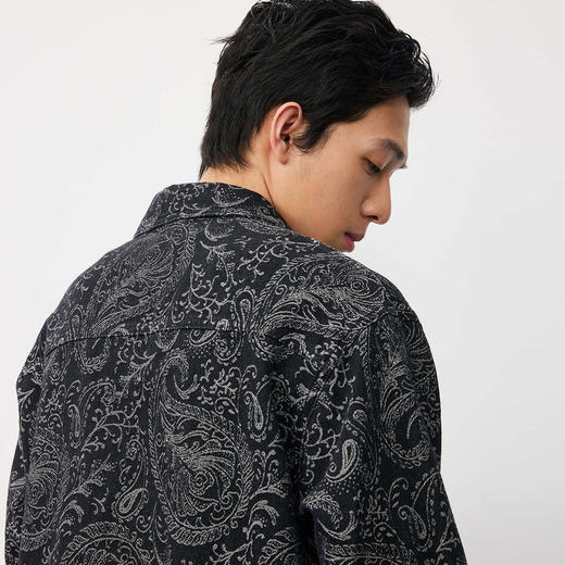 潮牌日式复古腰果花长袖衬衫男初秋衬衫穿搭休闲宽松NP58SH23 商品图2