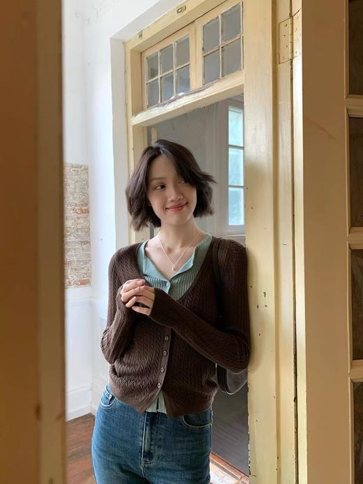 薄荷生巧中古拧花假两件针织衫开衫 商品图5