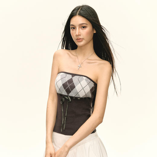 Ariseism 美式复古设计感格陵抹胸加外套套装 商品图1