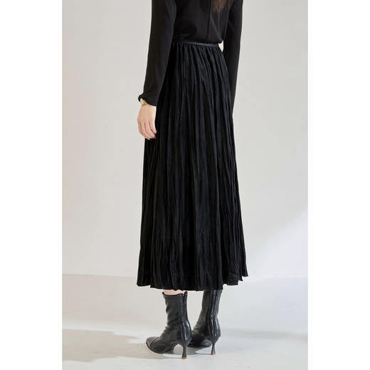 「高货sh」全新升级【铂金会员146/天猫199/差价53】(54617)洛诗琳气质丝绒褶皱半身裙2025秋季百搭松紧腰长款A字裙 商品图4