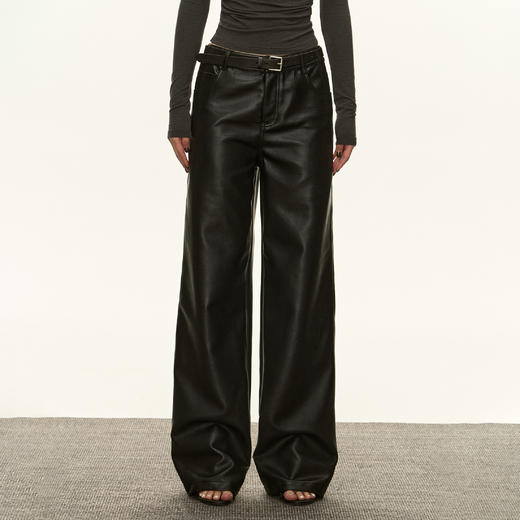 Ariseism 美式复古设计感皮裤女秋季新款长裤子 商品图0