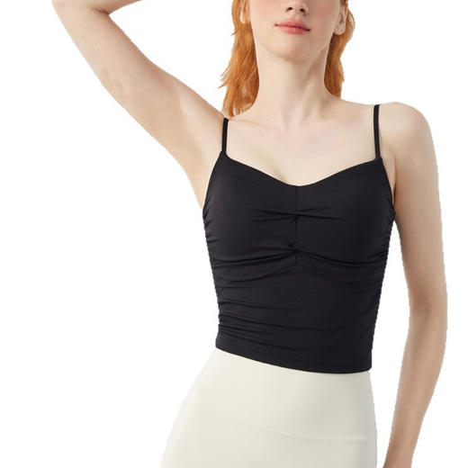 跃牌【海听系列】性感扭结镂空露背吊带背心女高弹力固定杯运动背心XC92 商品图4