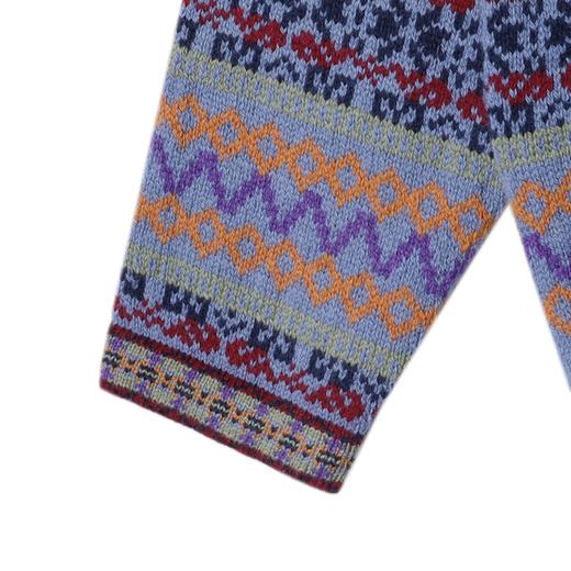 SDSA秋冬新款痞帅男装潮牌民族风提花条纹纽扣开衫圆领毛衣针织衫 商品图3