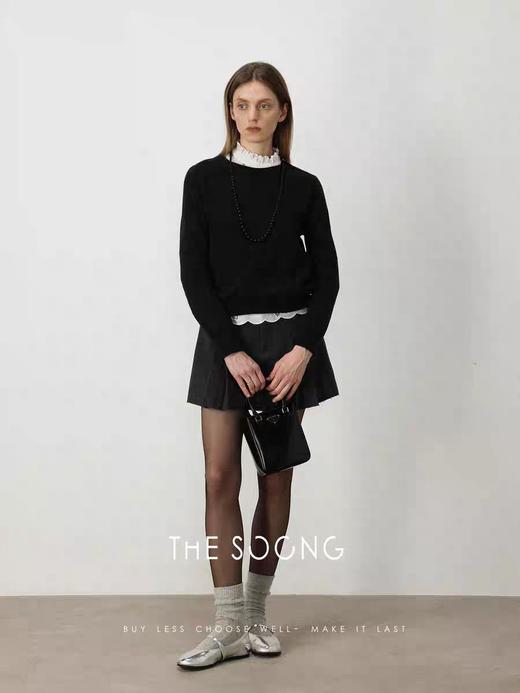 THESOONG/早秋新款48支进口纱线软糯圆领纯色毛针织衫HSMY5009 商品图1