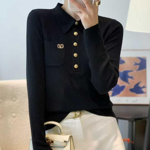 女士翻领针织套衫舒适亲肤百搭女装【FM25855】 商品图1