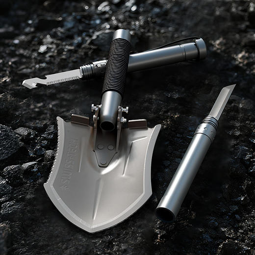 SWISS+TECH 瑞士科技多功能工兵铲户外兵工铲子锰钢加厚车载越野钓鱼折叠铁锹 商品图3