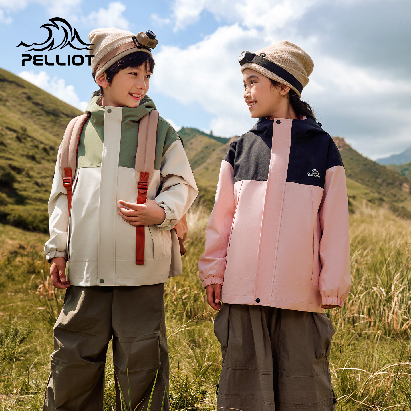 伯希和户外儿童冲锋衣新款两件套男童女童防风防水耐磨登山服外套