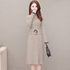 QYM 5CXFNR818-Y毛毛领针织连衣裙系带收腰长裙 商品缩略图2