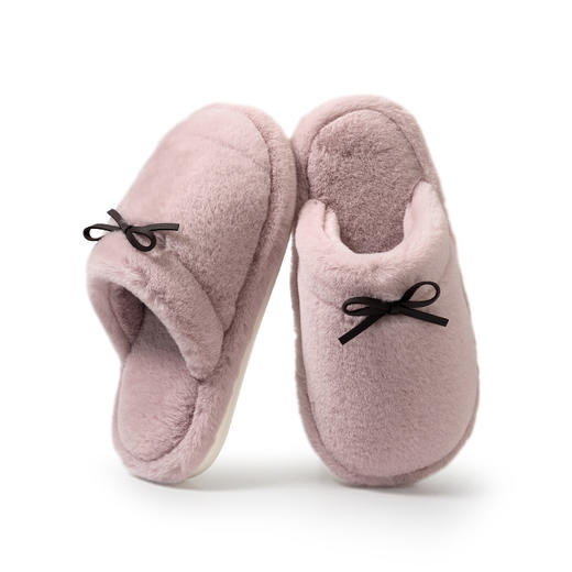 情侣款！2025秋冬蝴蝶结棉拖鞋女冬天保暖纯色室内居家加绒舒适百搭防滑毛绒拖鞋男 商品图4