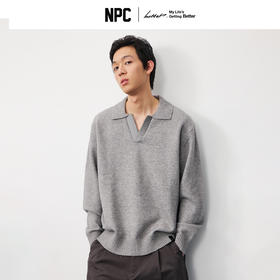潮牌复古拼接海鸥领休闲针织毛衣男休闲商务潮流NP57SW34