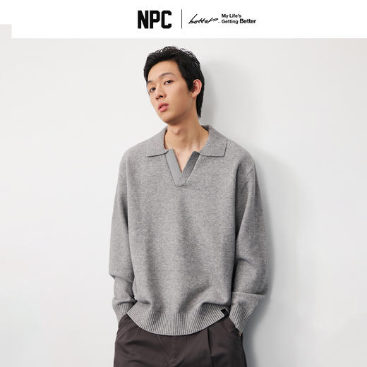 潮牌复古拼接海鸥领休闲针织毛衣男休闲商务潮流NP57SW34 商品图0