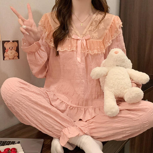 【GZ】无忧购公主风睡衣蕾丝花边长袖云朵棉家居服6930（截单后7天发货) 商品图5