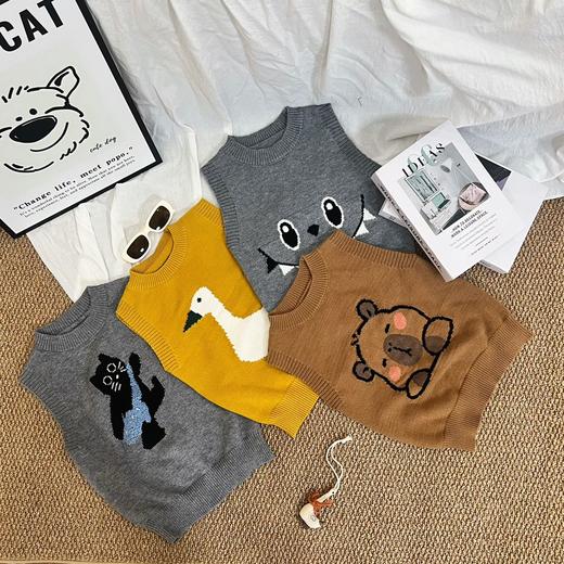 2025秋冬男女童90-160码儿童洋气针织马甲背心外穿甜美卡通加厚马夹坎肩潮聚 商品图3