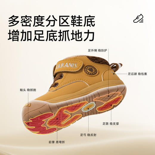 泰兰尼斯218学步鞋冬季新款男童保暖加绒短靴女童轻便软底机能鞋T01T5D6429 商品图4