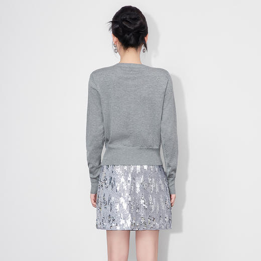 「高货wl」全新升级【铂金会员192/天猫259/差价67】(62812)洛诗琳莱赛尔细坑条针织衫2025秋季蝴蝶结亮片开衫外套女 商品图3