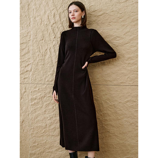 INSUN恩裳气质高领羊毛针织连衣裙 商品图1