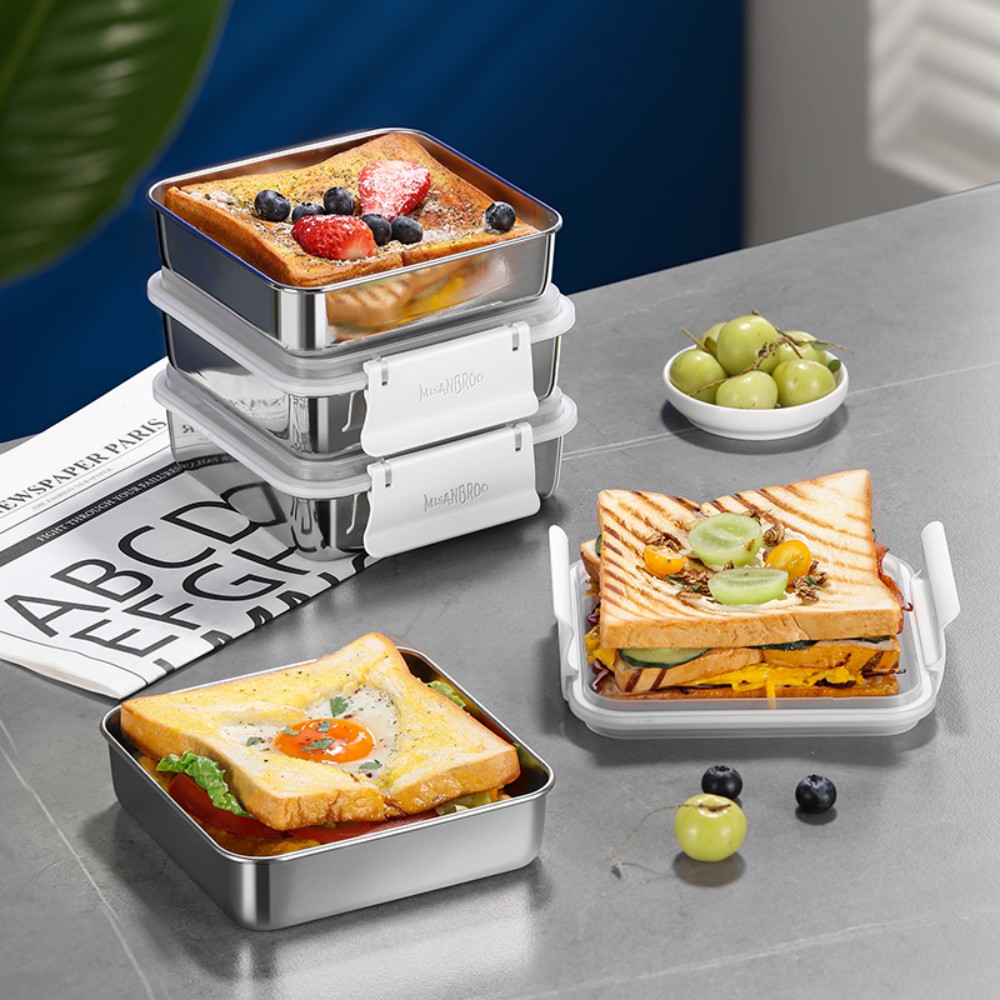 【芬兰MISANBROO】米膳葆抗菌型316不锈钢三明治盒 正方形 700ml