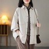百媚生 斜纹外套女文艺宽松大码显瘦休闲百塔风衣9355 商品缩略图2