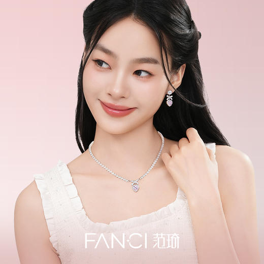 Fanci范琦公主结珠光项链粉色爱心蝴蝶结设计送女友礼物 商品图4