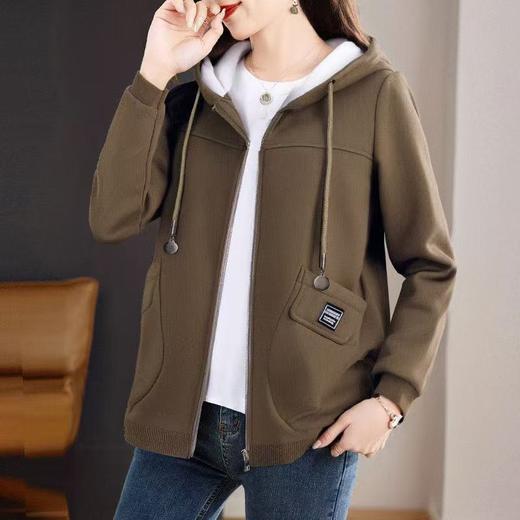 新款大码宽松中长款连帽外套春秋季时尚洋气中年妈妈女士百搭上衣 商品图0