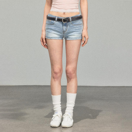 Ariseism 美式复古设计感基础浅色牛仔短裤 商品图2